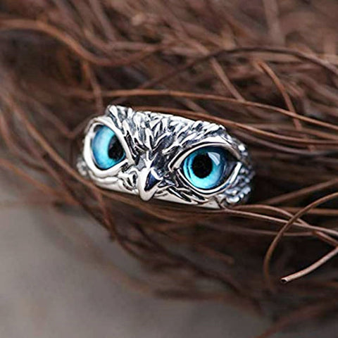 Image of owl eye silver retro ring