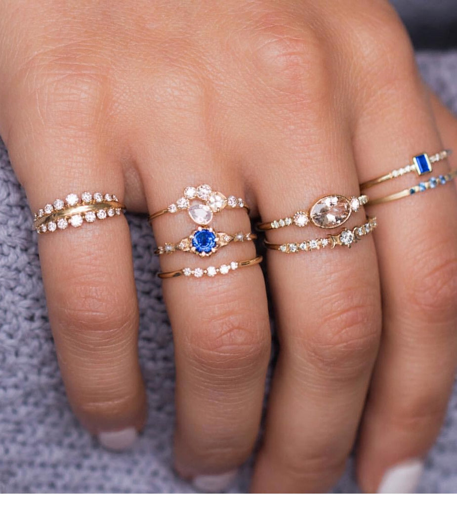 Fashion 9 In 1 Knuckle Ring Set Love Rhinestone Rings For Women