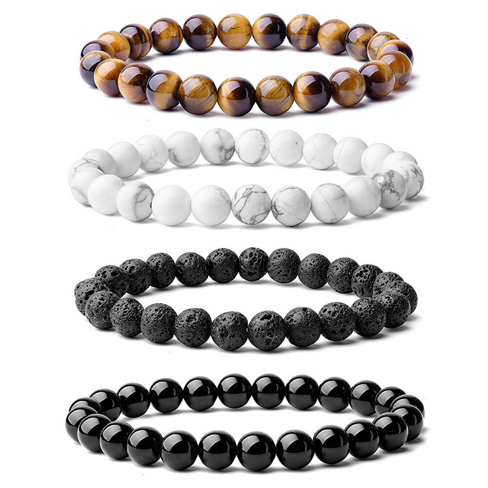 4 natural stone beads bracelets