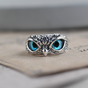 Owl eyes silver ring