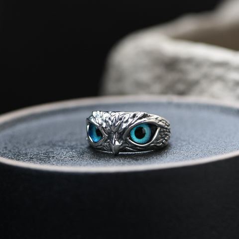 Image of owl silver retro ring