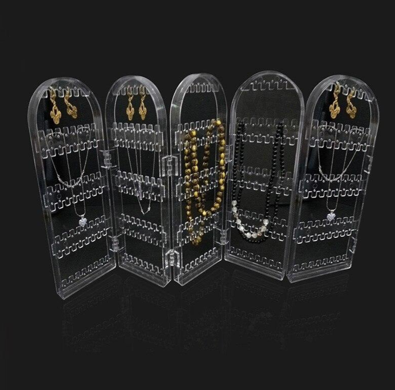 5 panels clear jewelry stand