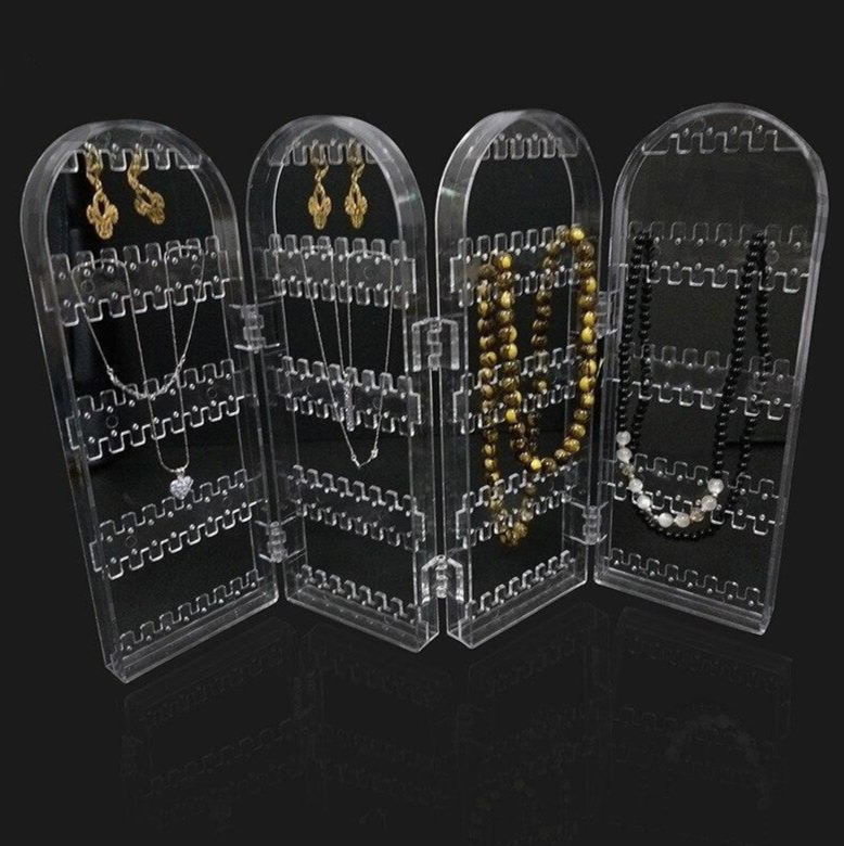 4 panels clear jewelry stand